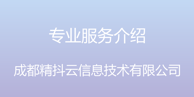 专业服务介绍 - 成都精抖云信息技术有限公司