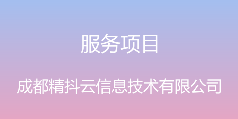 服务项目 - 成都精抖云信息技术有限公司