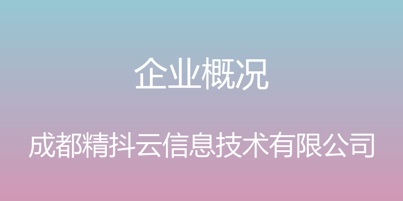 企业概况 - 成都精抖云信息技术有限公司